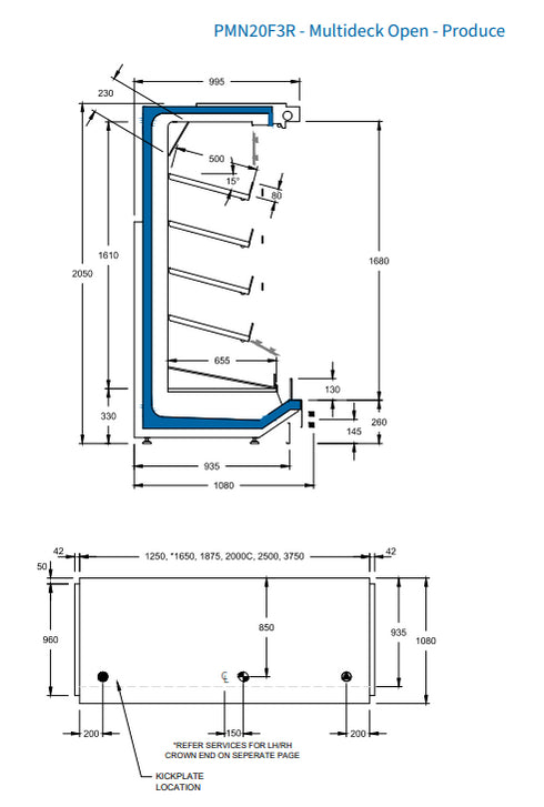 Hussmann Multideck Open Produce 2500mm- PMN20F3R-4P-1IRC